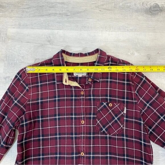 Burton Durable Goods Plaid Flannel long Sleeve Button Down Womens Size L Burgund - Picture 8 of 16